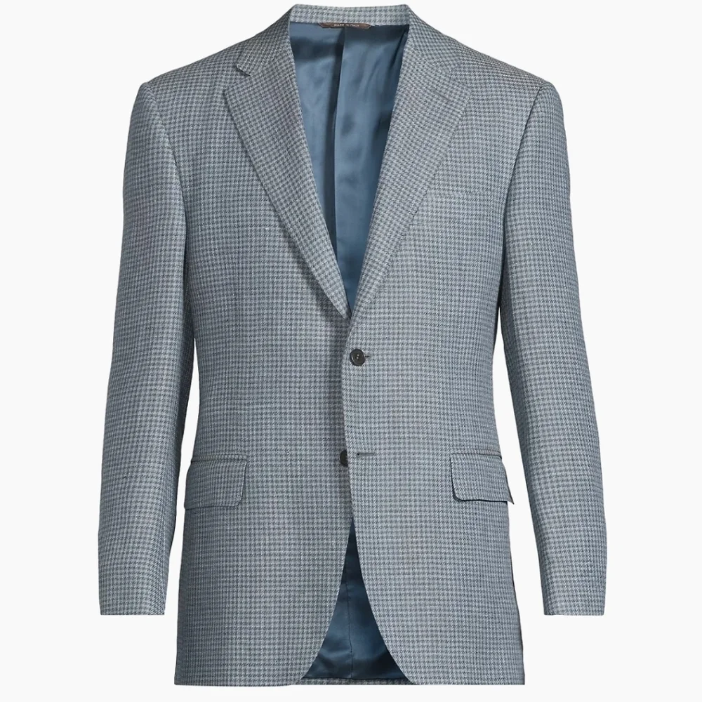 Izod MACY'S Men's Blue Houndstooth Blazer Sz 42L Excellent Condition